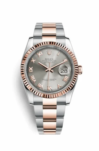 Rolex Datejust 36 Rolesor Everose Fluted / Oyster / Steel Roman 116231-0069