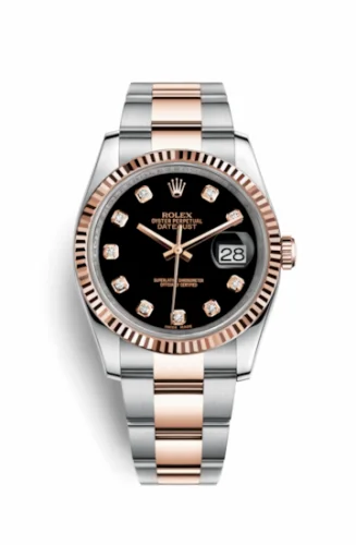 Rolex Datejust 36 Rolesor Everose Fluted / Oyster / Black Diamond 116231-0071
