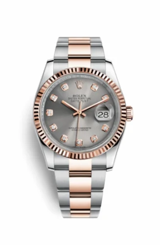 Rolex Datejust 36 Rolesor Everose Fluted / Oyster / Steel Diamonds 116231-0072