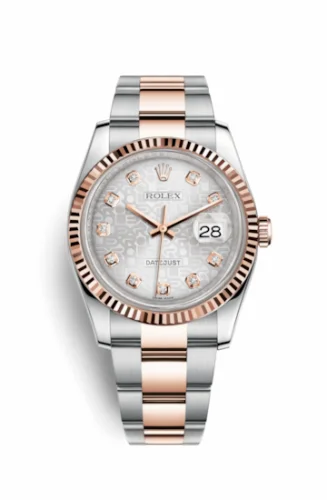 Rolex Datejust 36 Rolesor Everose Fluted / Oyster / Silver Computer 116231-0077