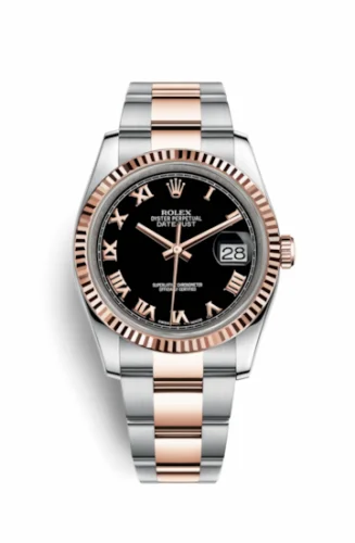 Rolex Datejust 36 Rolesor Everose Fluted / Oyster / Black Roman 116231-0080