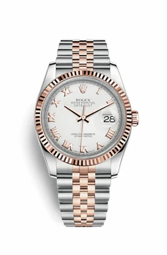Rolex Datejust 36 Rolesor Everose Fluted / Jubilee / White Roman 116231-0084