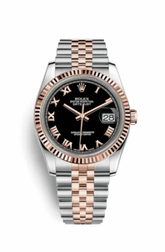 Rolex Datejust 36 Rolesor Everose Fluted / Jubilee / Black Roman 116231-0085
