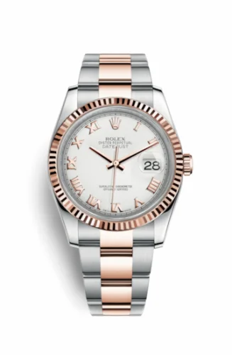 Rolex Datejust 36 Rolesor Everose Fluted / Oyster / White Roman 116231-0092