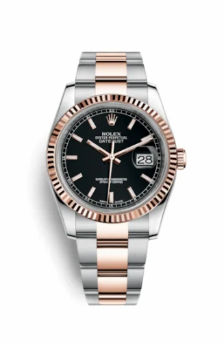 Rolex Datejust 36 Rolesor Everose Fluted / Oyster / Black 116231-0093