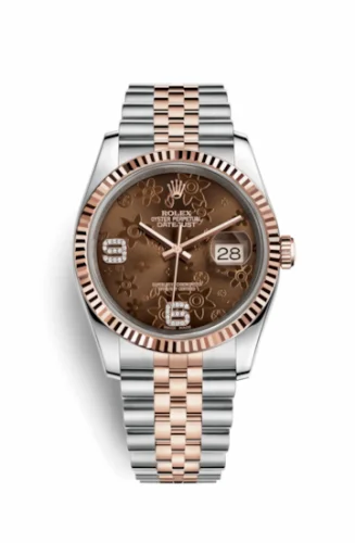 Rolex Datejust 36 Rolesor Everose Fluted / Jubilee / Chocolate Floral 116231-0105