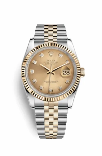 Rolex Datejust 36 Rolesor Yellow Fluted / Jubilee / Champagne Diamonds 116233-0150