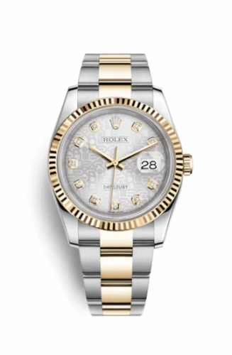 Rolex Datejust 36 Rolesor Yellow Fluted / Oyster / Silver Computer 116233-0168