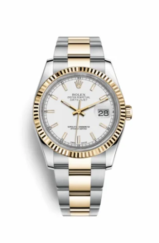 Rolex Datejust 36 Rolesor Yellow Fluted / Oyster / White 116233-0171