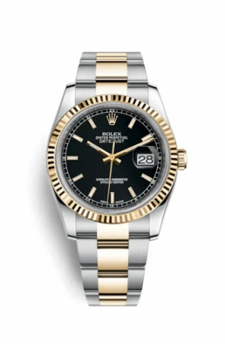 Rolex Datejust 36 Rolesor Yellow Fluted / Oyster / Black 116233-0173