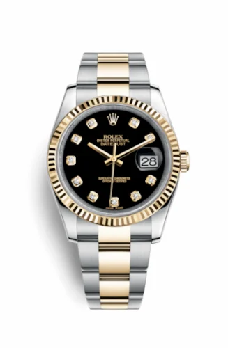 Rolex Datejust 36 Rolesor Yellow Fluted / Oyster / Black Diamond 116233-0175