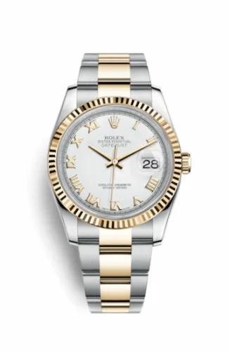 Rolex Datejust 36 Rolesor Yellow Fluted / Oyster / White Roman 116233-0178