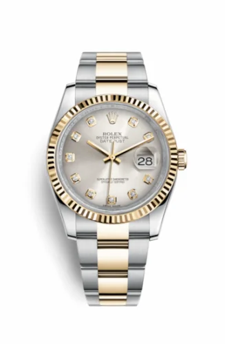 Rolex Datejust 36 Rolesor Yellow Fluted / Oyster / Silver Diamonds 116233-0179