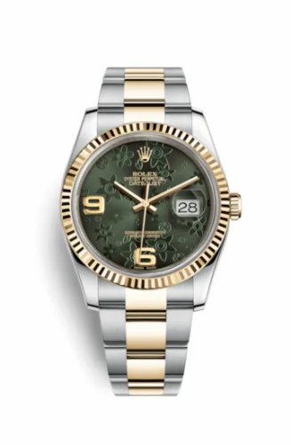 Rolex Datejust 36 Rolesor Yellow Fluted / Oyster / Green Floral 116233-0183