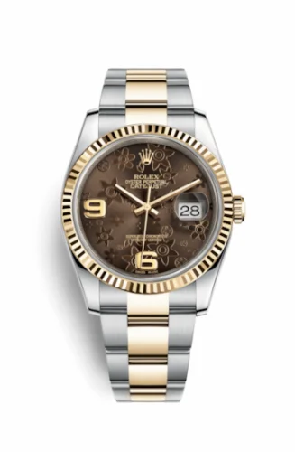 Rolex Datejust 36 Rolesor Yellow Fluted / Oyster / Bronze Floral 116233-0184