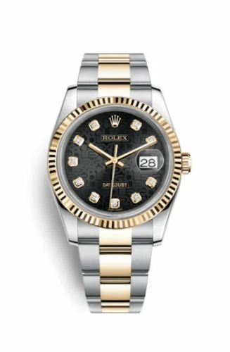 Rolex Datejust 36 Rolesor Yellow Fluted / Oyster / Black Computer 116233-0189