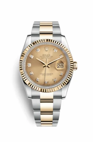 Rolex Datejust 36 Rolesor Yellow Fluted / Oyster / Champagne Diamonds 116233-0191
