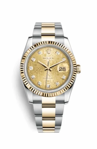 Rolex Datejust 36 Rolesor Yellow Fluted / Oyster / Champagne Computer 116233-0192