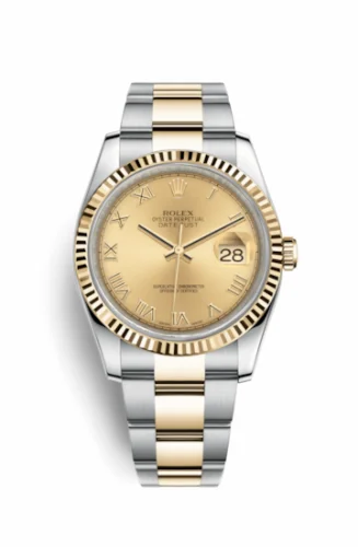 Rolex Datejust 36 Rolesor Yellow Fluted / Oyster / Champagne Roman 116233-0193