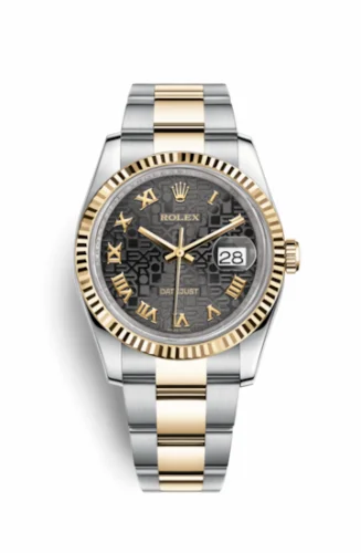 Rolex Datejust 36 Rolesor Yellow Fluted / Oyster / Black Computer Roman 116233-0196
