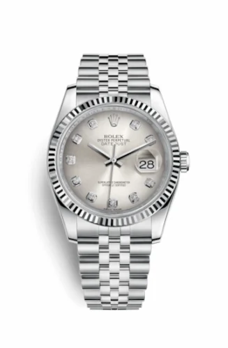 Rolex Datejust 36 Stainless Steel Fluted / Jubilee / Silver Diamond 116234-0084