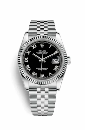 Rolex Datejust 36 Stainless Steel Fluted / Jubilee / Black Roman 116234-0086