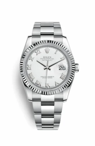 Rolex Datejust 36 Stainless Steel Fluted / Oyster / White Roman 116234-0090