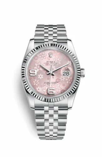Rolex Datejust 36 Stainless Steel Fluted / Jubilee / Pink Floral 116234-0117