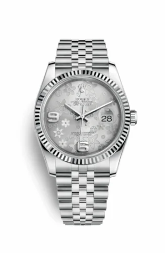 Rolex Datejust 36 Stainless Steel Fluted / Jubilee / Silver Floral 116234-0118