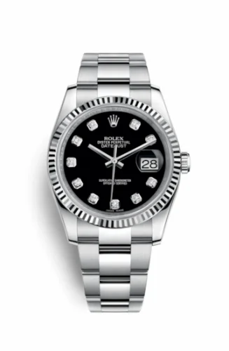 Rolex Datejust 36 Stainless Steel Fluted / Oyster / Black Diamond 116234-0132
