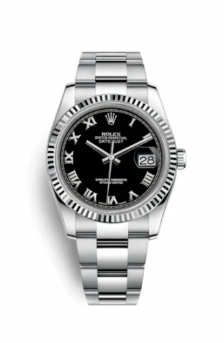 Rolex Datejust 36 Stainless Steel Fluted / Oyster / Black Roman 116234-0146
