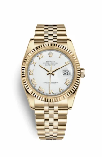 Rolex Datejust 36 Yellow Gold Fluted / Jubilee / White Roman 116238-0060