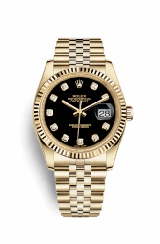 Rolex Datejust 36 Yellow Gold Fluted / Jubilee / Black Diamonds 116238-0067