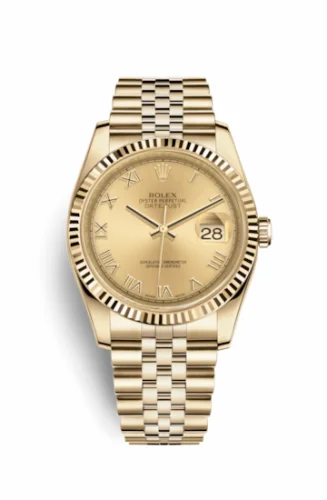 Rolex Datejust 36 Yellow Gold Fluted / Jubilee / Champagne Roman 116238-0070