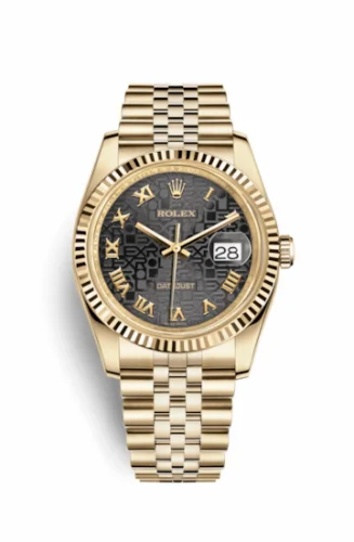 Rolex Datejust 36 Yellow Gold Fluted / Jubilee / Black Computer Roman 116238-0073