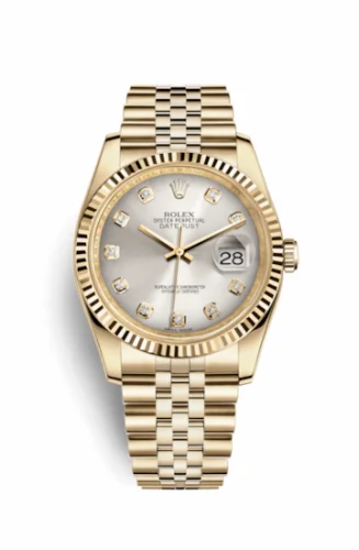 Rolex Datejust 36 Yellow Gold Fluted / Jubilee / Silver Diamonds 116238-0075