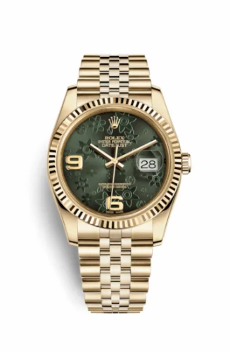 Rolex Datejust 36 Yellow Gold Fluted / Jubilee / Green Floral 116238-0085