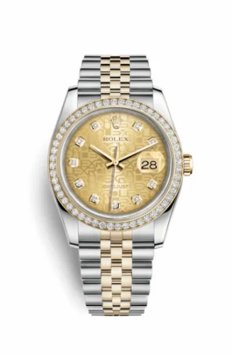 Rolex Datejust 36 Rolesor Yellow Diamond / Jubilee / Champagne Computer 116243-0004
