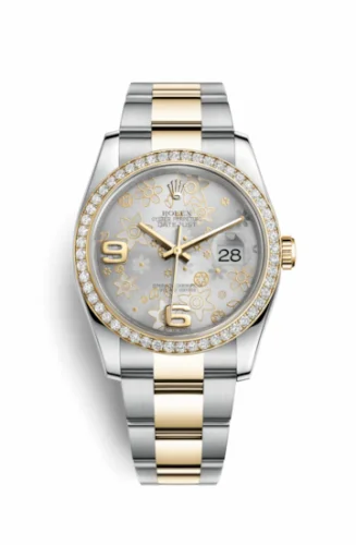 Rolex Datejust 36 Rolesor Yellow Diamond / Oyster / Silver Floral 116243-0008