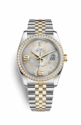 Rolex Datejust 36 Rolesor Yellow Diamond / Jubilee / Silver Floral 116243-0011