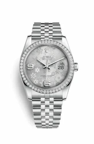 Rolex Datejust 36 Stainless Steel Diamond / Jubilee / Silver Floral 116244-0002
