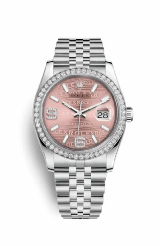 Rolex Datejust 36 Stainless Steel Diamond / Jubilee / Pink Wave 116244-0036