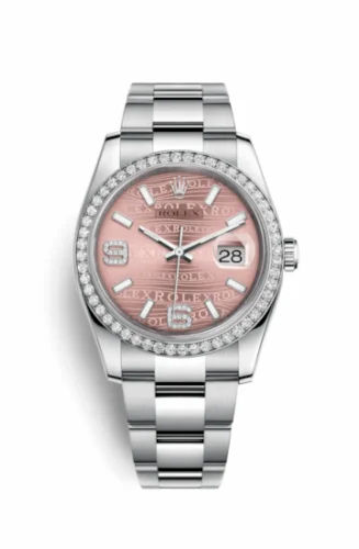 Rolex Datejust 36 Stainless Steel Diamond / Oyster / Pink Wave 116244-0039