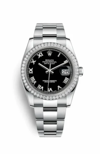 Rolex Datejust 36 Stainless Steel Diamond / Oyster / Black Roman 116244-0040