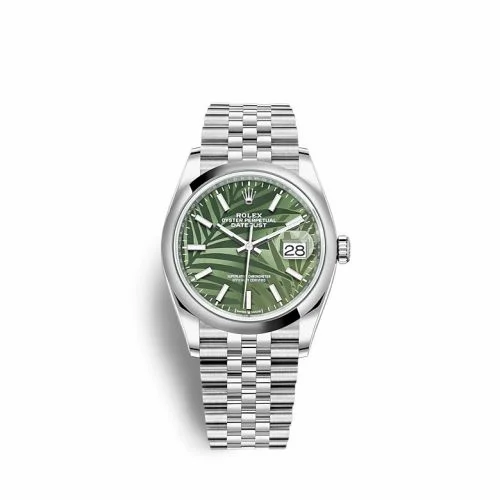 Rolex Datejust 36 Stainless Steel / Domed / Green Palm / Jubilee 126200-0019