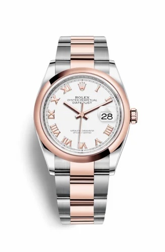 Rolex Datejust 36 Stainless Steel / Everose / Smooth / White Roman / Oyster 126201-0016