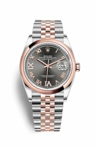 Rolex Datejust 36 Stainless Steel / Everose / Smooth / Slate Roman Diamond / Jubilee 126201-0023
