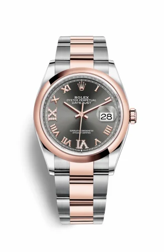 Rolex Datejust 36 Stainless Steel / Everose / Smooth / Slate Roman Diamond / Oyster 126201-0024