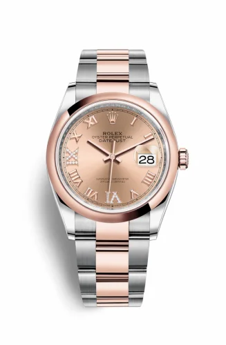 Rolex Datejust 36 Stainless Steel / Everose / Smooth / Rose Roman Diamond / Oyster 126201-0028