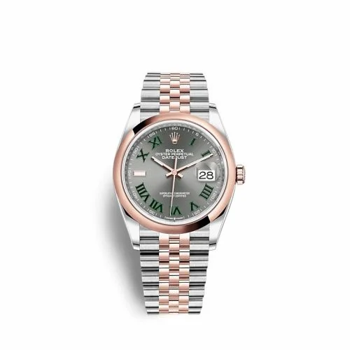 Rolex Datejust 36 Stainless Steel / Everose / Domed / Slate - Roman / Jubilee 126201-0029